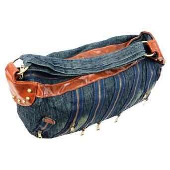 Жіноча джинсова, бавовняна сумка Fashion jeans bag темно-синя фото №7