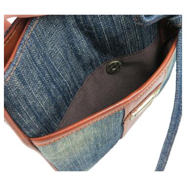 Джинсова сумка на плече Fashion jeans bag темно-синя фото №7