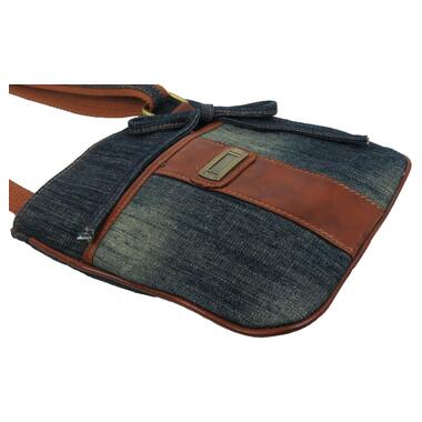 Джинсова сумка на плече Fashion jeans bag темно-синя фото №4