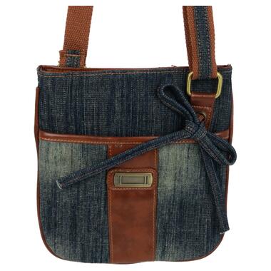 Джинсова сумка на плече Fashion jeans bag темно-синя фото №3