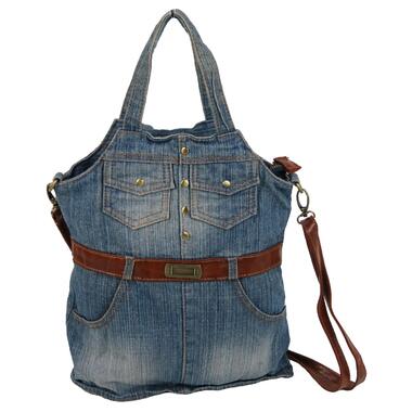 Жіноча джинсова сумка у формі сарафану Fashion jeans bag синя фото №1