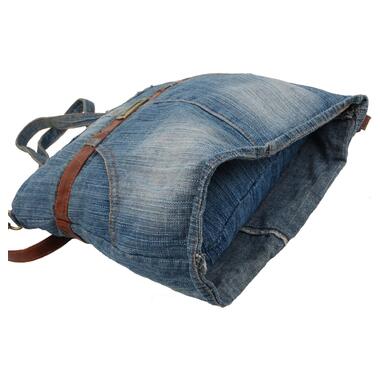 Жіноча джинсова сумка у формі сарафану Fashion jeans bag синя фото №5