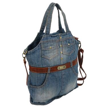 Жіноча джинсова сумка у формі сарафану Fashion jeans bag синя фото №2