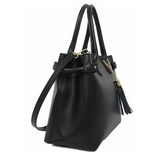 Класична жіноча чорна сумка шкіряна Firenze Italy F-IT-7611A фото №3