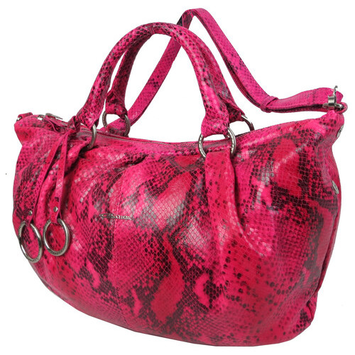Жіноча сумка з натуральної шкіри під рептилію Giorgio Ferretti рожева фото №4