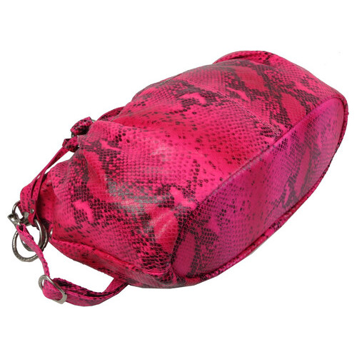 Жіноча сумка з натуральної шкіри під рептилію Giorgio Ferretti рожева фото №7