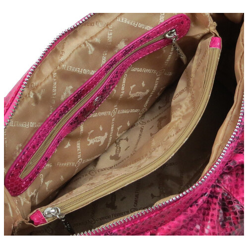 Жіноча сумка з натуральної шкіри під рептилію Giorgio Ferretti рожева фото №9