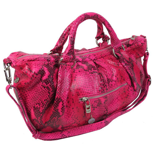 Жіноча сумка з натуральної шкіри під рептилію Giorgio Ferretti рожева фото №5