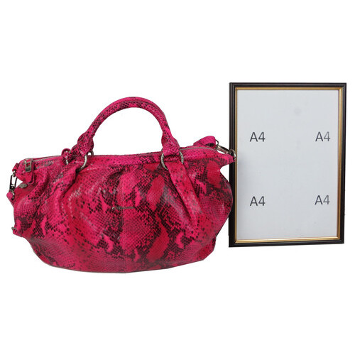 Жіноча сумка з натуральної шкіри під рептилію Giorgio Ferretti рожева фото №10
