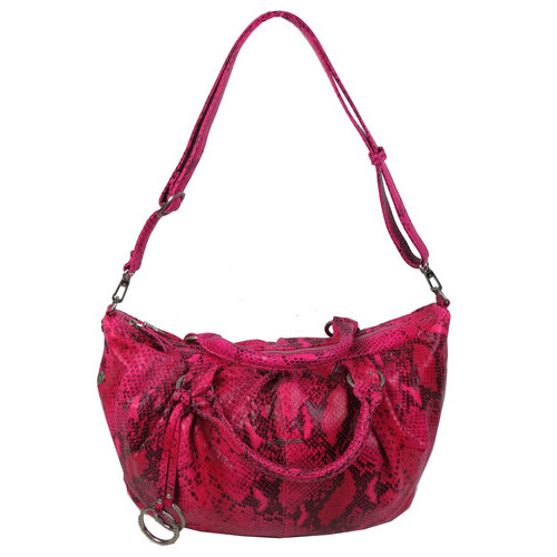 Жіноча сумка з натуральної шкіри під рептилію Giorgio Ferretti рожева фото №3