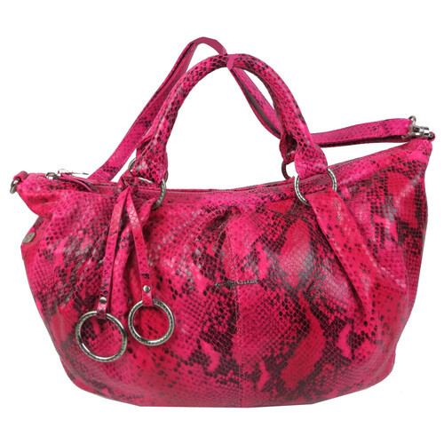 Жіноча сумка з натуральної шкіри під рептилію Giorgio Ferretti рожева фото №1
