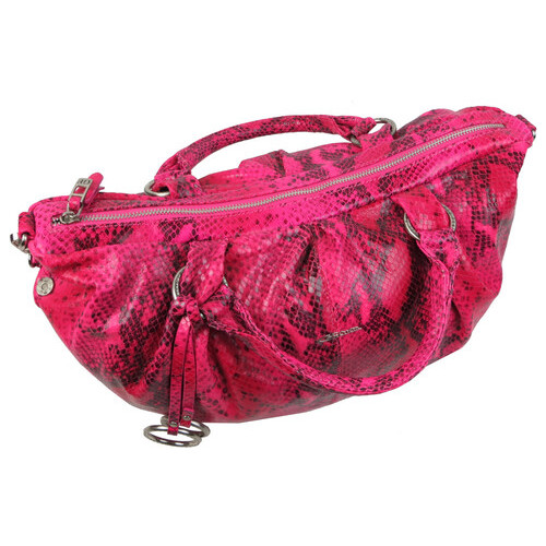 Жіноча сумка з натуральної шкіри під рептилію Giorgio Ferretti рожева фото №6