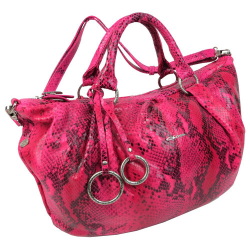 Жіноча сумка з натуральної шкіри під рептилію Giorgio Ferretti рожева фото №2