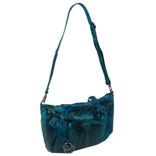 Жіноча сумка з натуральної шкіри під рептилію Giorgio Ferretti блакитна фото №6