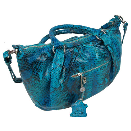Жіноча сумка з натуральної шкіри під рептилію Giorgio Ferretti блакитна фото №5