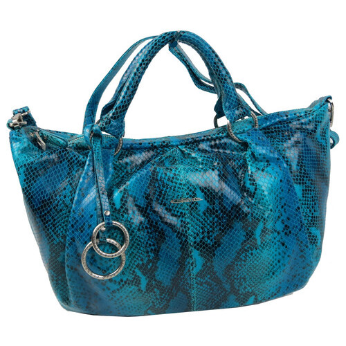 Жіноча сумка з натуральної шкіри під рептилію Giorgio Ferretti блакитна фото №1