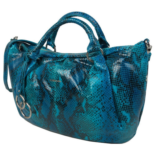 Жіноча сумка з натуральної шкіри під рептилію Giorgio Ferretti блакитна фото №4