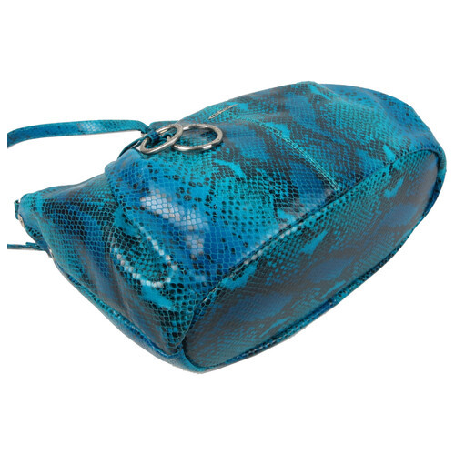 Жіноча сумка з натуральної шкіри під рептилію Giorgio Ferretti блакитна фото №7