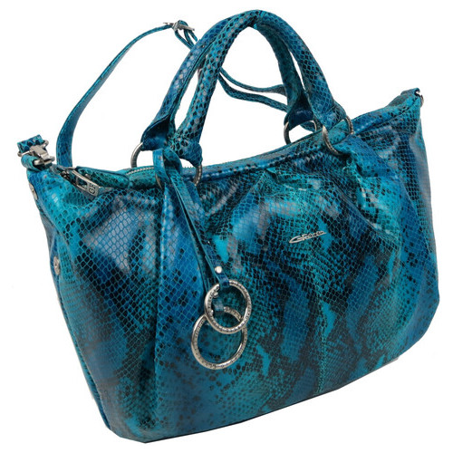 Жіноча сумка з натуральної шкіри під рептилію Giorgio Ferretti блакитна фото №3