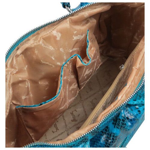 Жіноча сумка з натуральної шкіри під рептилію Giorgio Ferretti блакитна фото №8