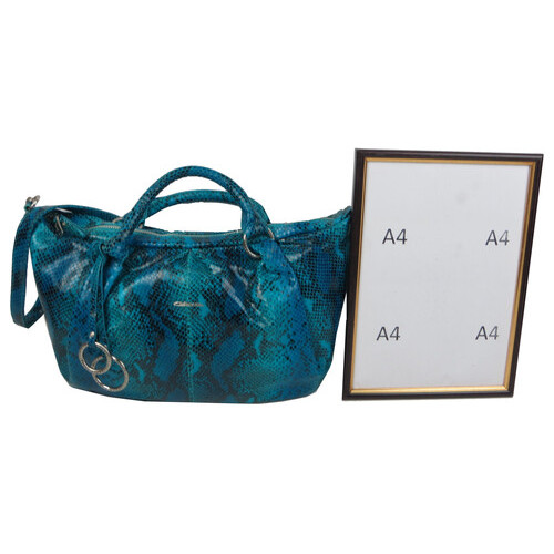 Жіноча сумка з натуральної шкіри під рептилію Giorgio Ferretti блакитна фото №10
