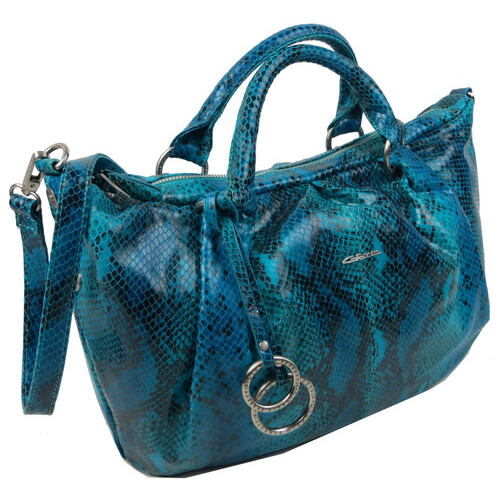 Жіноча сумка з натуральної шкіри під рептилію Giorgio Ferretti блакитна фото №2