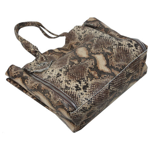 Жіноча шкіряна сумка під рептилію Giorgio Ferretti коричнева фото №5