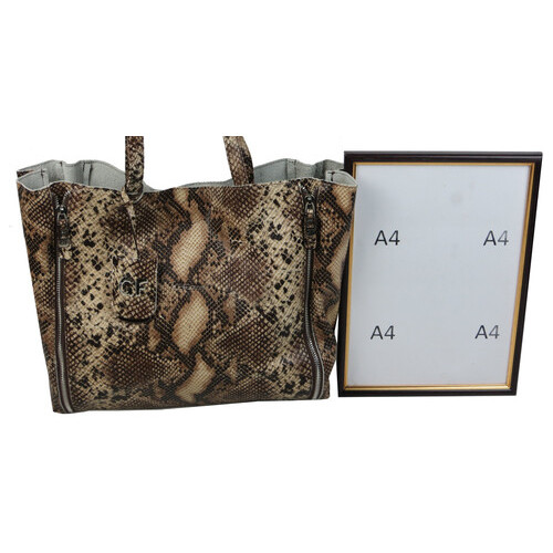 Жіноча шкіряна сумка під рептилію Giorgio Ferretti коричнева фото №4