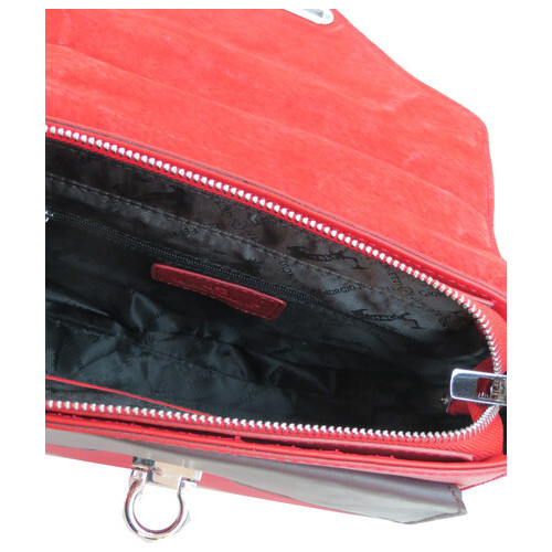 Невелика жіноча шкіряна сумка Giorgio Ferretti червона з бежевим фото №10