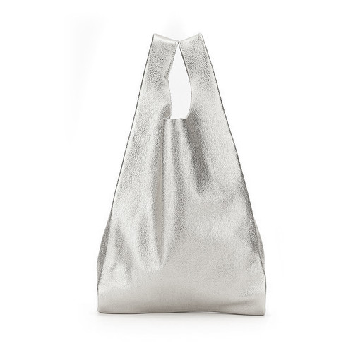 Шкіряна сумка Poolparty Tote Срібна (leather-tote-silver) фото №1