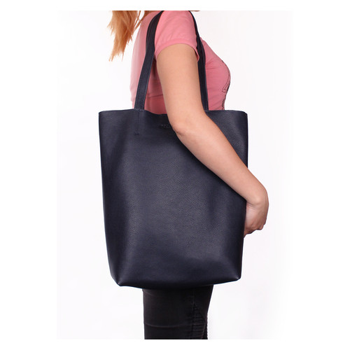 Шкіряна сумка-шоппер Iconic синій фото №3