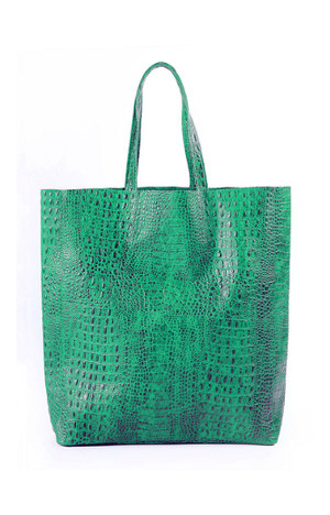 Шкіряна сумка POOLPARTY City (leather-city-croco-green) фото №1
