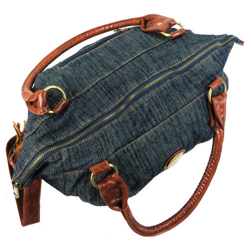 Містка жіноча джинсова, бавовняна сумка Fashion jeans bag синя фото №6