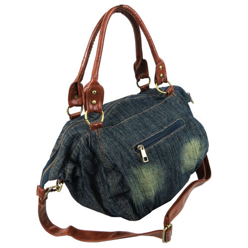 Містка жіноча джинсова, бавовняна сумка Fashion jeans bag синя фото №4