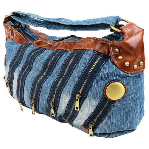 Жіноча джинсова, бавовняна сумка Fashion jeans bag синя фото №6