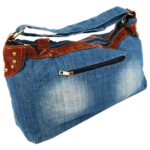 Жіноча джинсова, бавовняна сумка Fashion jeans bag синя фото №5