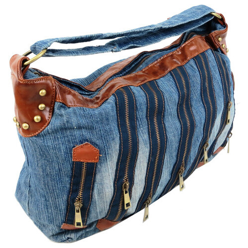 Жіноча джинсова, бавовняна сумка Fashion jeans bag синя фото №3