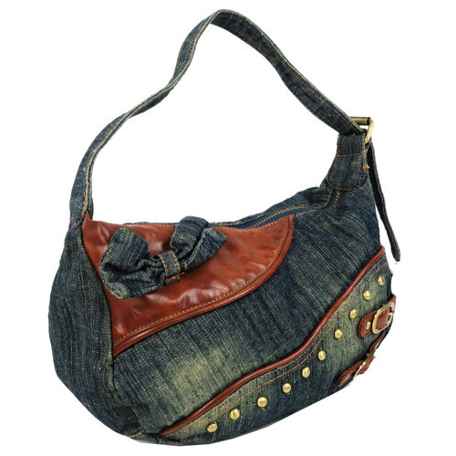 Невелика жіноча джинсова, бавовняна сумочка Fashion jeans bag синя фото №1