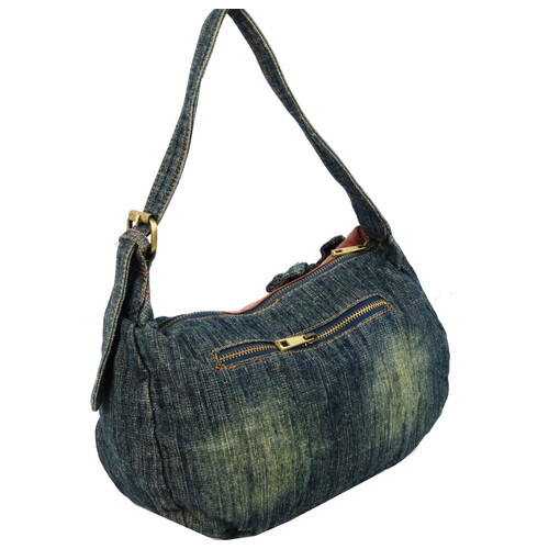 Невелика жіноча джинсова, бавовняна сумочка Fashion jeans bag синя фото №7