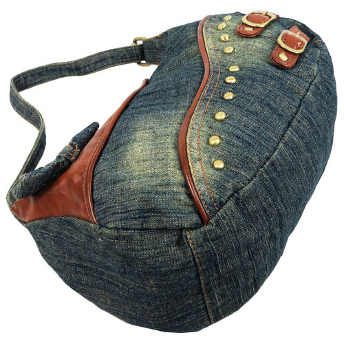 Невелика жіноча джинсова, бавовняна сумочка Fashion jeans bag синя фото №8