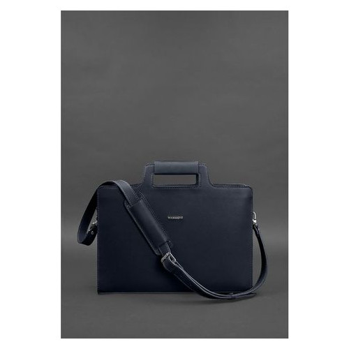 Жіноча шкіряна сумка для ноутбука та документів темно-синя Blank Note BN-BAG-36-navy-blue фото №3