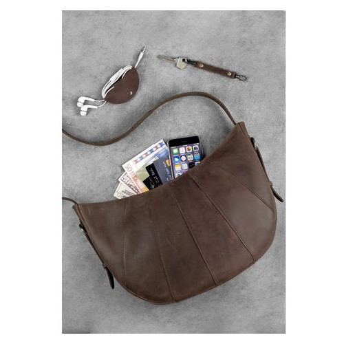 Шкіряна сумка Круасан темно-коричнева Blank Note BN-BAG-12-o фото №3