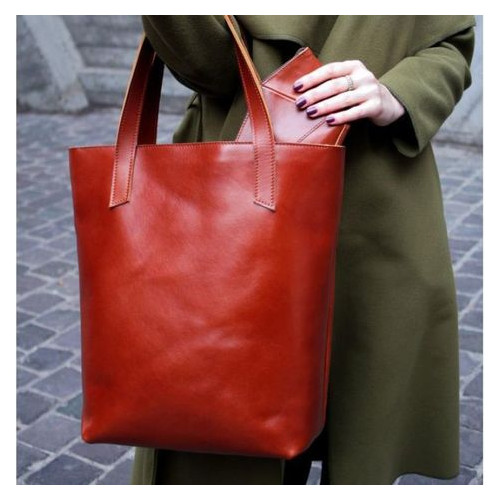 Шкіряна сумка жіноча шоппер DD світло-коричнева Blank Note BN-BAG-17-k фото №9
