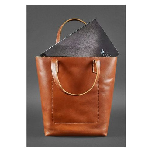 Шкіряна сумка жіноча шоппер DD світло-коричнева Blank Note BN-BAG-17-k фото №3