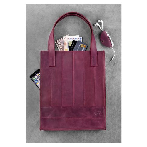 Шкіряна жіноча сумка шоппер Бетсі бордова Blank Note BN-BAG-10-vin-kr фото №3