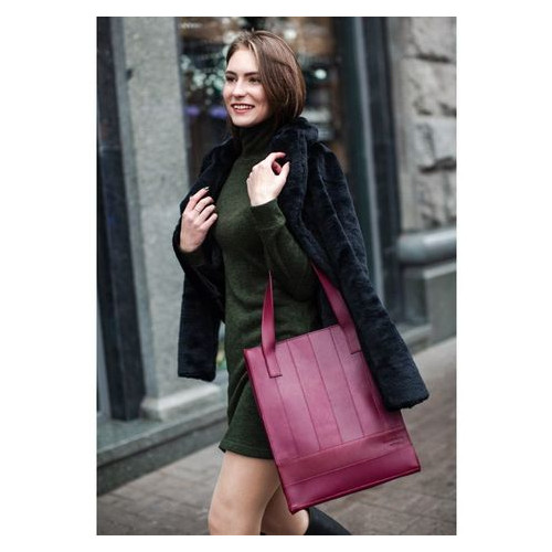 Шкіряна жіноча сумка шоппер Бетсі бордова Blank Note BN-BAG-10-vin-kr фото №6