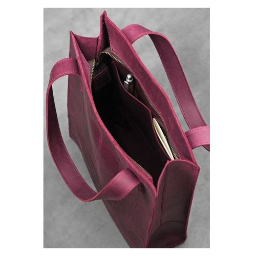Шкіряна жіноча сумка шоппер Бетсі бордова Blank Note BN-BAG-10-vin-kr фото №5