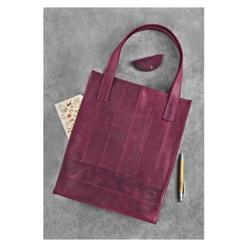 Шкіряна жіноча сумка шоппер Бетсі бордова Blank Note BN-BAG-10-vin-kr фото №4