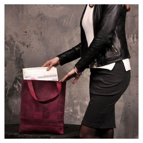 Шкіряна жіноча сумка шоппер Бетсі бордова Blank Note BN-BAG-10-vin-kr фото №9