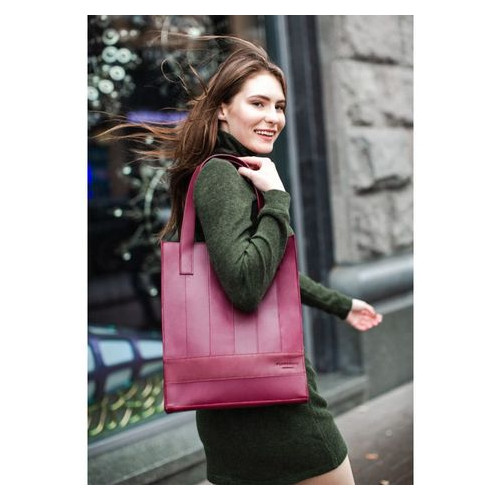 Шкіряна жіноча сумка шоппер Бетсі бордова Blank Note BN-BAG-10-vin-kr фото №7
